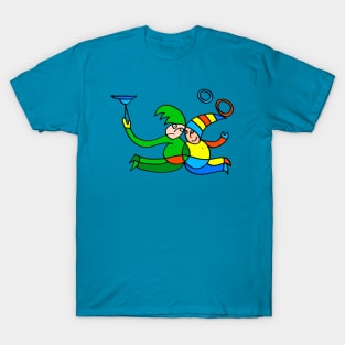 Twin Jugglers in Colors for Kids on Teal T-Shirt